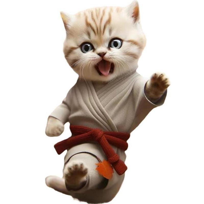 New Plane 2D Christmas Creative Kung Fu Cat Christmas Home Car Pendant Christmas Tree Decorations Acrylic Flat Pendant Wallet Pendant