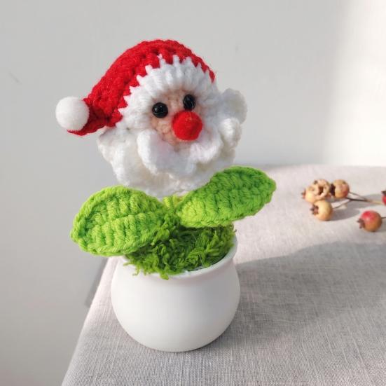 Holiday Desk Accessories for Office Hand Crochet Potted Christmas Tree, Creative Knitted Plant, Mini Crocheted Ornaments Cute Home Desktop Decorations