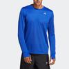 Adidas Color Block Logo Print Crew Neck Long Sleeve T-Shirt Men Tops Bright-Blue HR6600