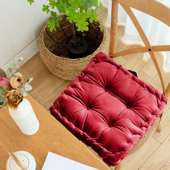 Poduszka na siedzisko krzesła Gruba aksamitna poduszka na siedzisko 38x38cm Jednokolorowa poduszka materacowa Poduszka podłogowa do wnętrz z uchwytem do przenoszenia do domu biura siedzącego trybu życia