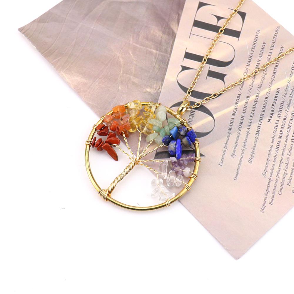 Natural Stone Tree of Life Heart Necklace Pendant