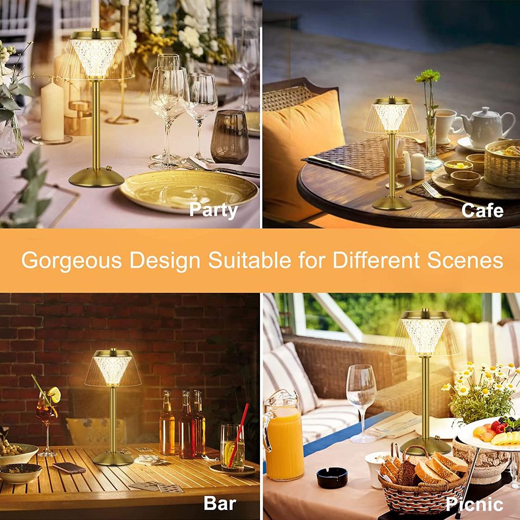 New Elegant and Beautiful Rechargeable LED Crystal Table Lamp with Dimming Function - Sophisticated Wireless Night Light for Hot
