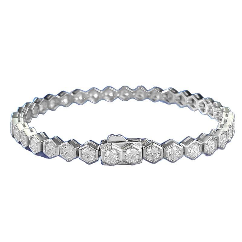 Zhuozhifan S925 Silber Hochkarbon Diamant Waben Minimalistisches Armband
