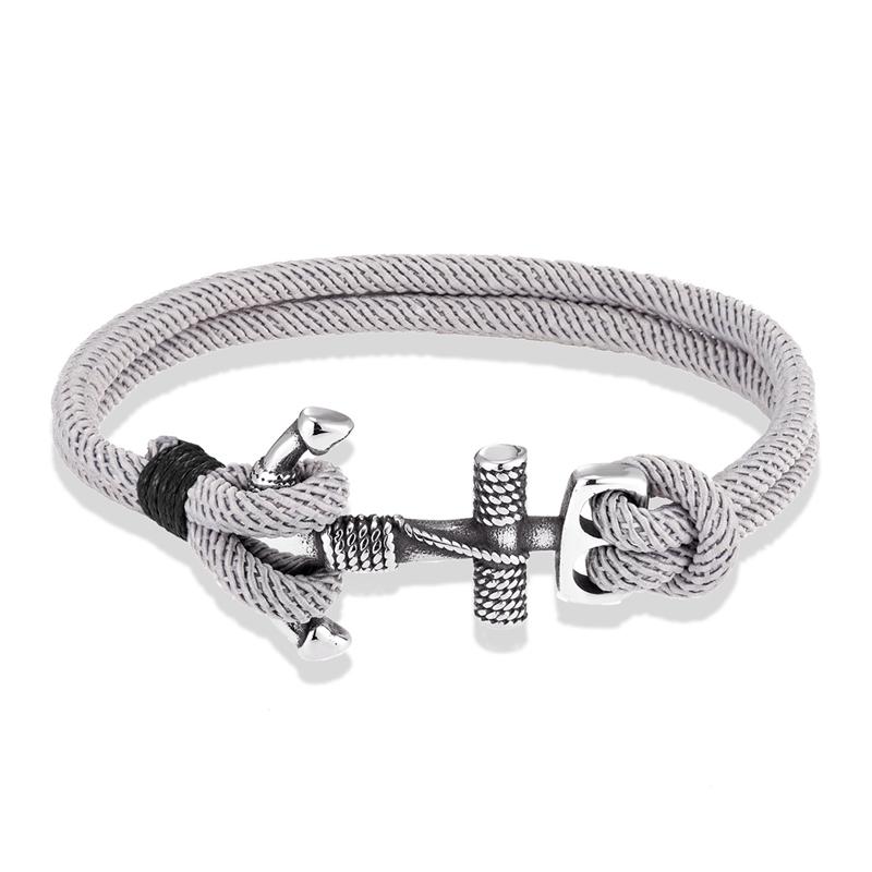 Waterproof Anchor Bracelets Men Double Strand Nautical Survival Rope Bracelet for Women Stainless Steel Navy Sport Buckle