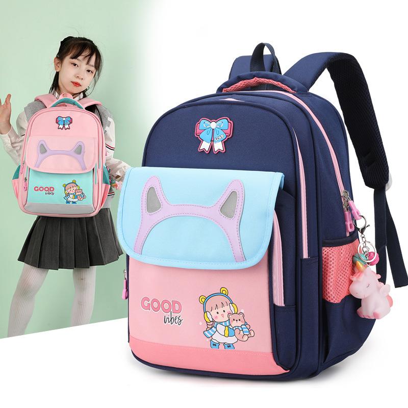 School bag for primary school students, new high-value backpack for girls, large-capacity spine protection and water-proof children's backpack