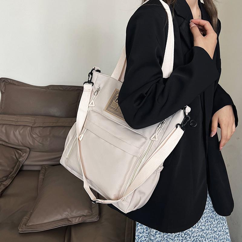 Newest Female Teens Students' Shoulder Bag Simple Style Contrast Color Handbag Stylish Nylon Crossbody Shopping Bags