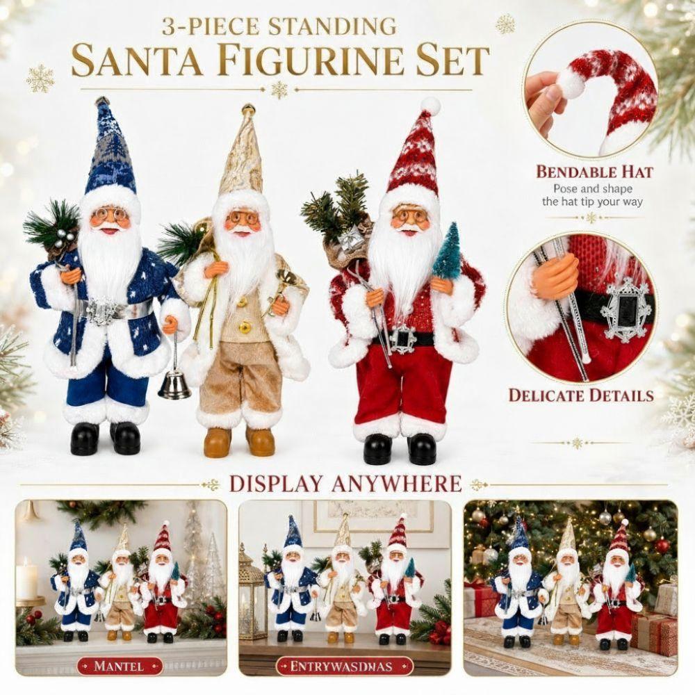 40cm Christmas Santa Doll Standing Posture Christmas Figurine Christmas Home Decor