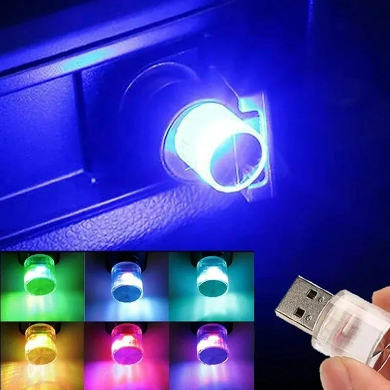 USB Powered Car Ambient Light 7-Color RGB LED DIY Car Accessory Plug and Play Car Interior Decoration Easy Install Mood Lighting