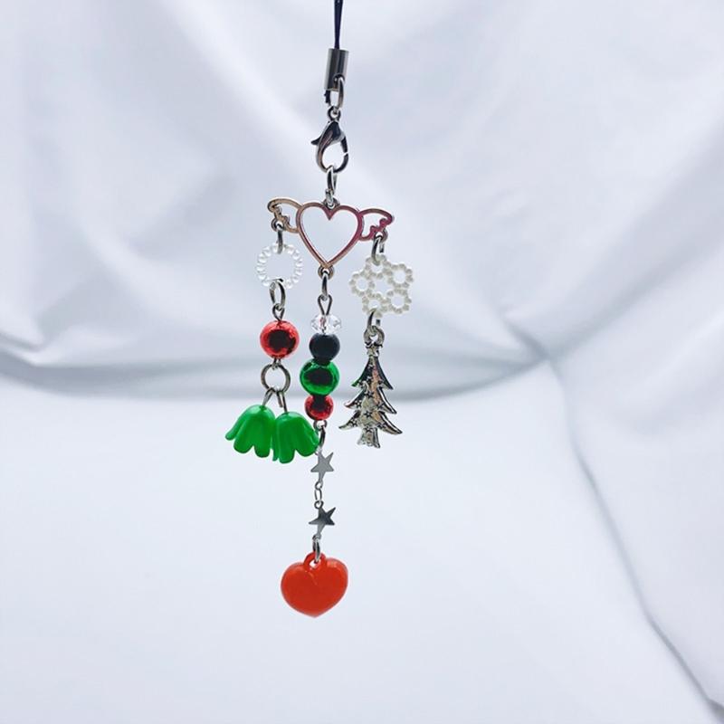 Handmade Phone Anti-lost Lanyard Christmas Themed Phone Chains Charm Stylish Phone Strap Chain Ornament for Girls Kids