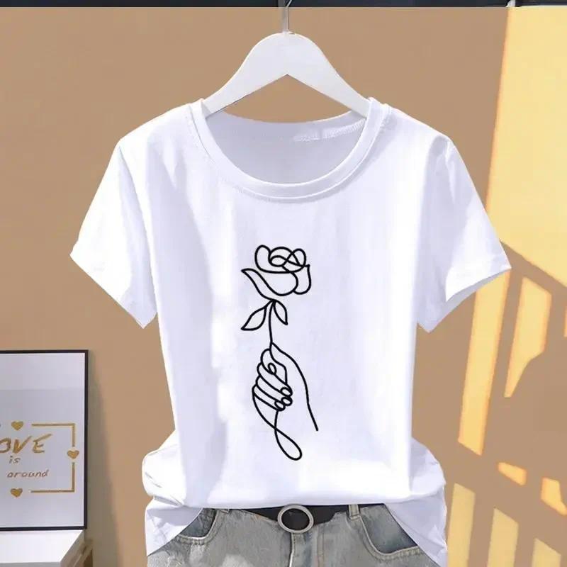 Women Print Floral Sports Fashion Casual Explosive Short Sleeve T-shirt Graphic Tshirts Women Clothes T Shirt
