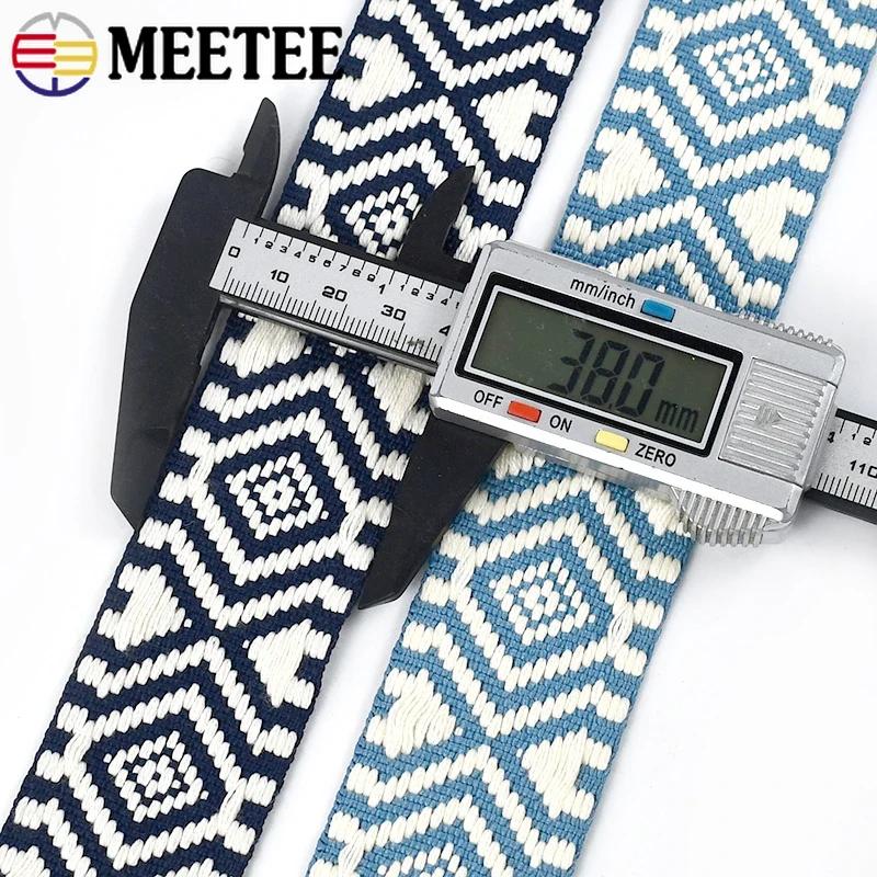 Meetee 2-10M 38mm Jacquard Polyester Cotton Ribbon Band Canvas Bag Strap Belt Decorative Bias Webbing Tape Sewing Accessories