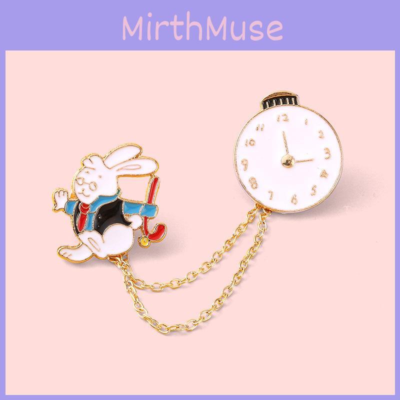Adorable Rabbit Clock Design Badge Creative Cartoon Cute Rabbit Brooch Pin Wholesale