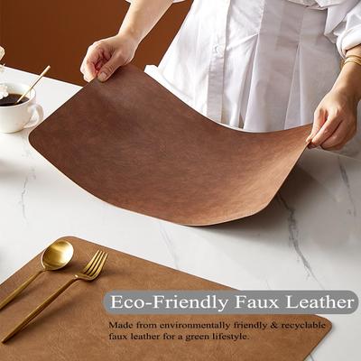 Manteles Individuales Posavasos de Cuero Juegos Grano de Piel de Vaca Impermeables Resistentes al Aceite Amplia Aplicación Hogar Restaurante Manteles Aislantes