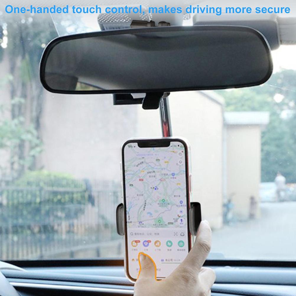 Car Rearview Mirror Phone Holder Seat Back Hook Mount for Navigation