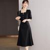 La Chapelle 2026 French Retro Square Neck Midi Dress