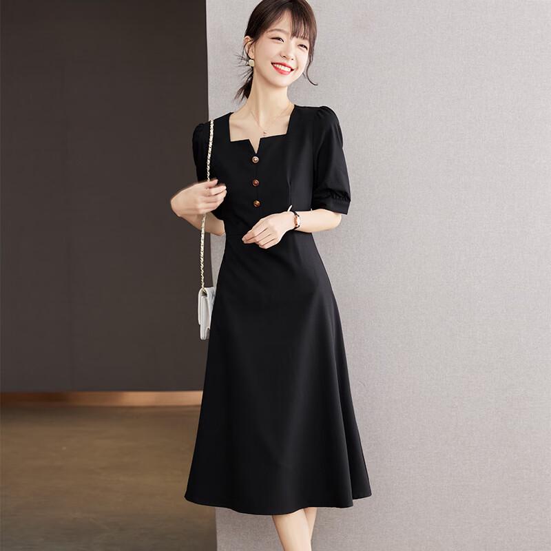 La Chapelle 2026 French Retro Square Neck Midi Dress