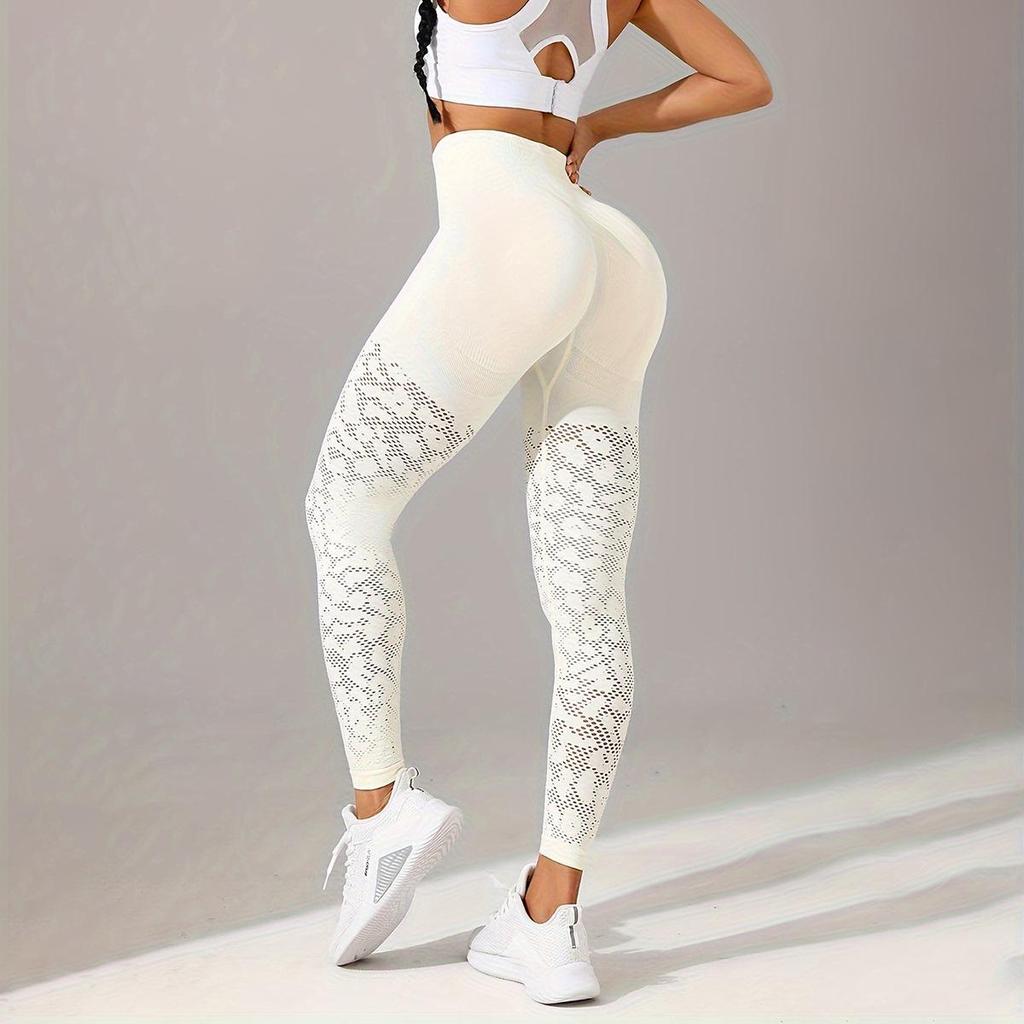 Women's Slimming Jacquard Yoga Leggings for Fitness and Running