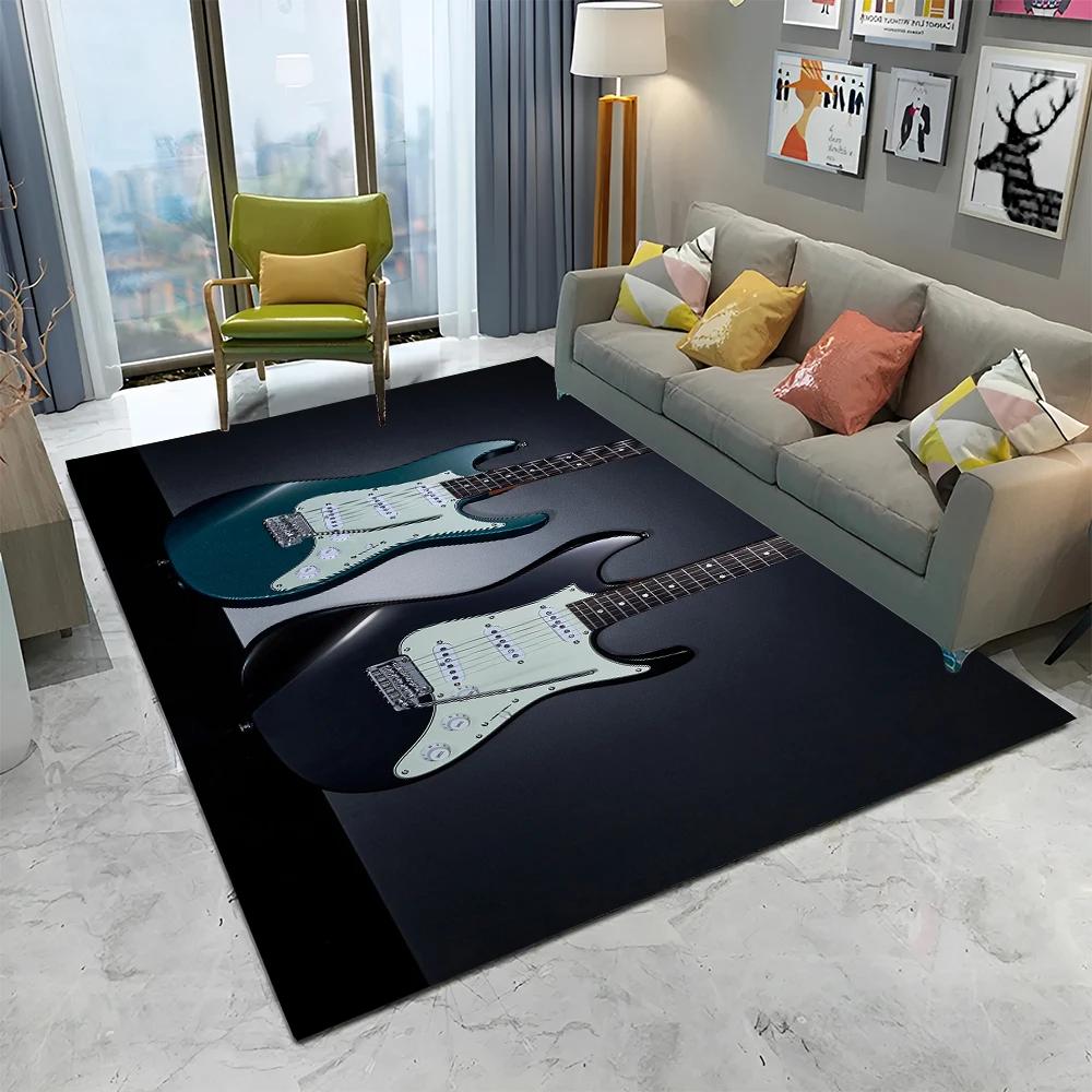 Electric Guitar 3D Classical Guitar Carpet Rug for Home Living Room Bedroom Sofa Doormat Decor,kids Area Rug Non-slip Floor Mat