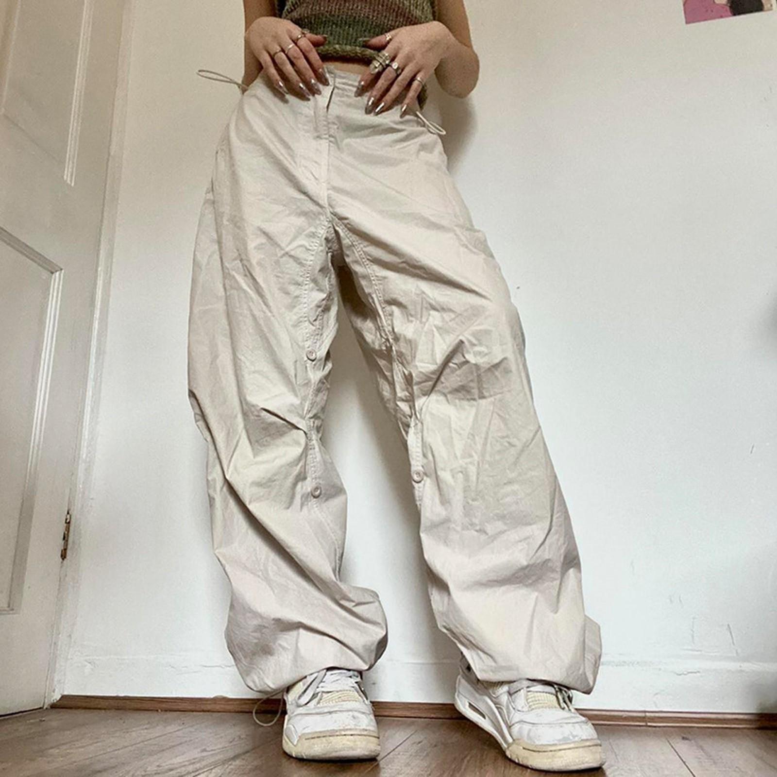 

Women s Fashion Sport Pants Low-waisted Casual Pocket Straight Work Long Pants L бежевий