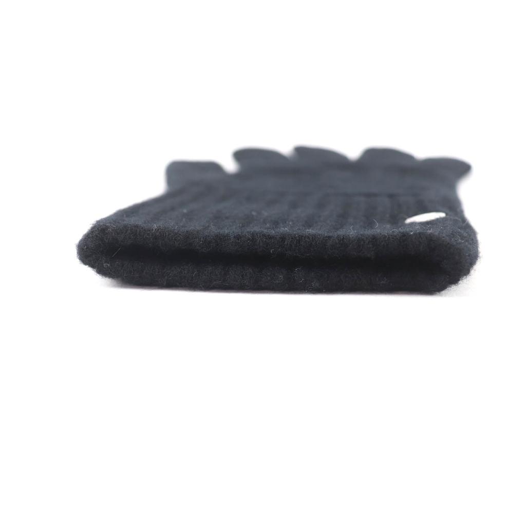 Excellent HERMES Gloves Serie Metal H Design Knit Gloves Black Wool Mens S Used