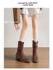 Women's Vintage Western Cowboy Ankle Boots - Ruched, Chunky Heel, Petite Height, Mid-Calf Martin Style
