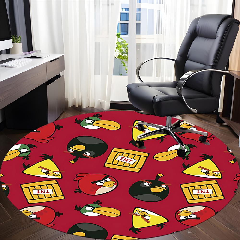 1pc Angry Birds Pattern Office Round Area Rug,Bedroom Living Room Home Decor, Room Deco a1016144