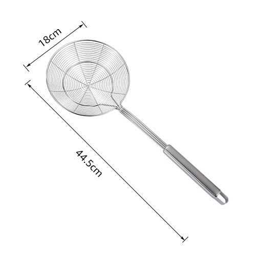 Solid 18/8 Stainless Steel Spider Strainer Skimmer Ladle, 14/16/18/20cm Frying Spoon with Handle - Kitchen Tools