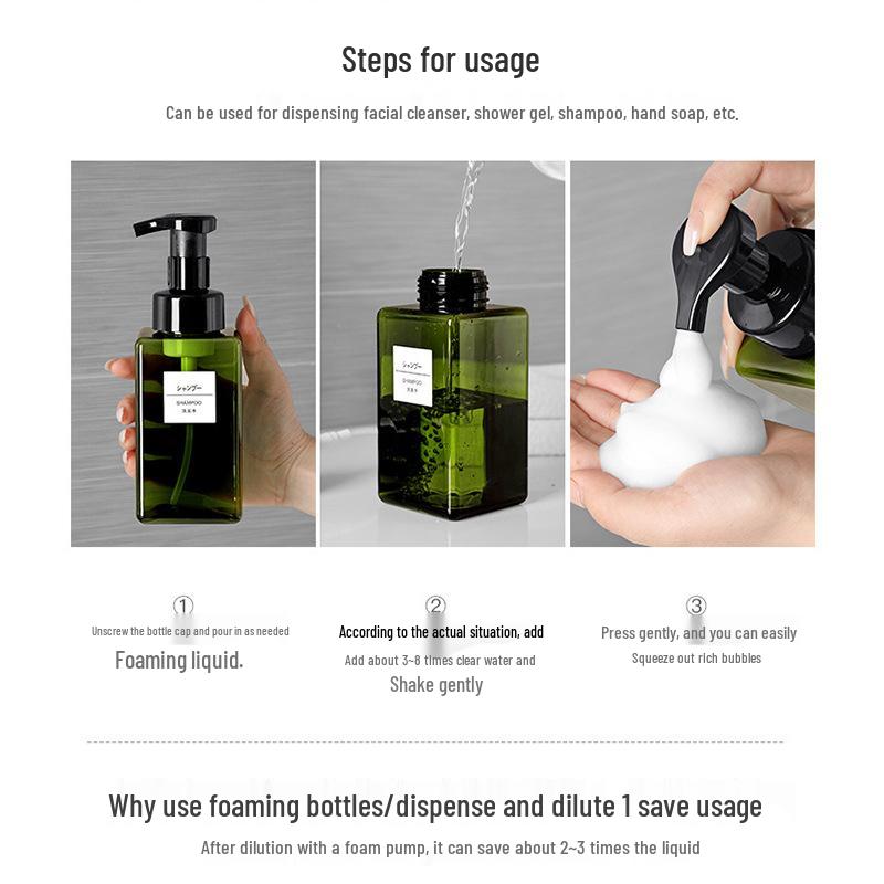 Foaming Bottle Dispenser for Face Wash, Shower Gel, and Shampoo