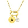 Vnox Stainless Steel Women Necklace Free Engraving Round Brand Twelve Birthstones Pendent Necklace Birthday Mother's Day Gift