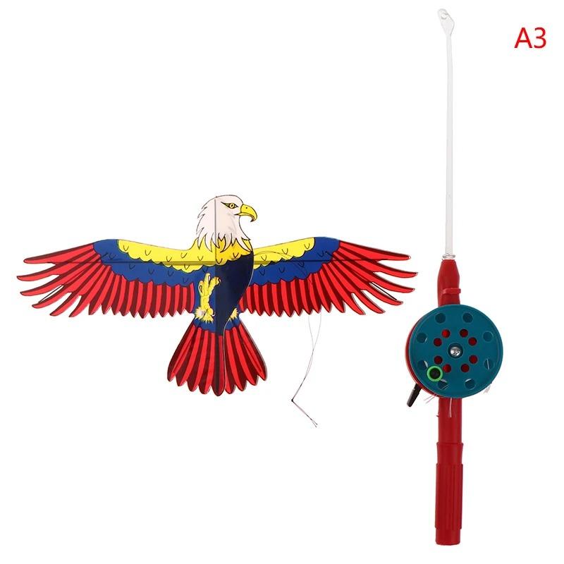 Mini Fishing Rod Kite For Kids Vivid Butterfly Swallow Parrot Easy To Fly Family In Spring Outdoor Fun Sports Toys Kites