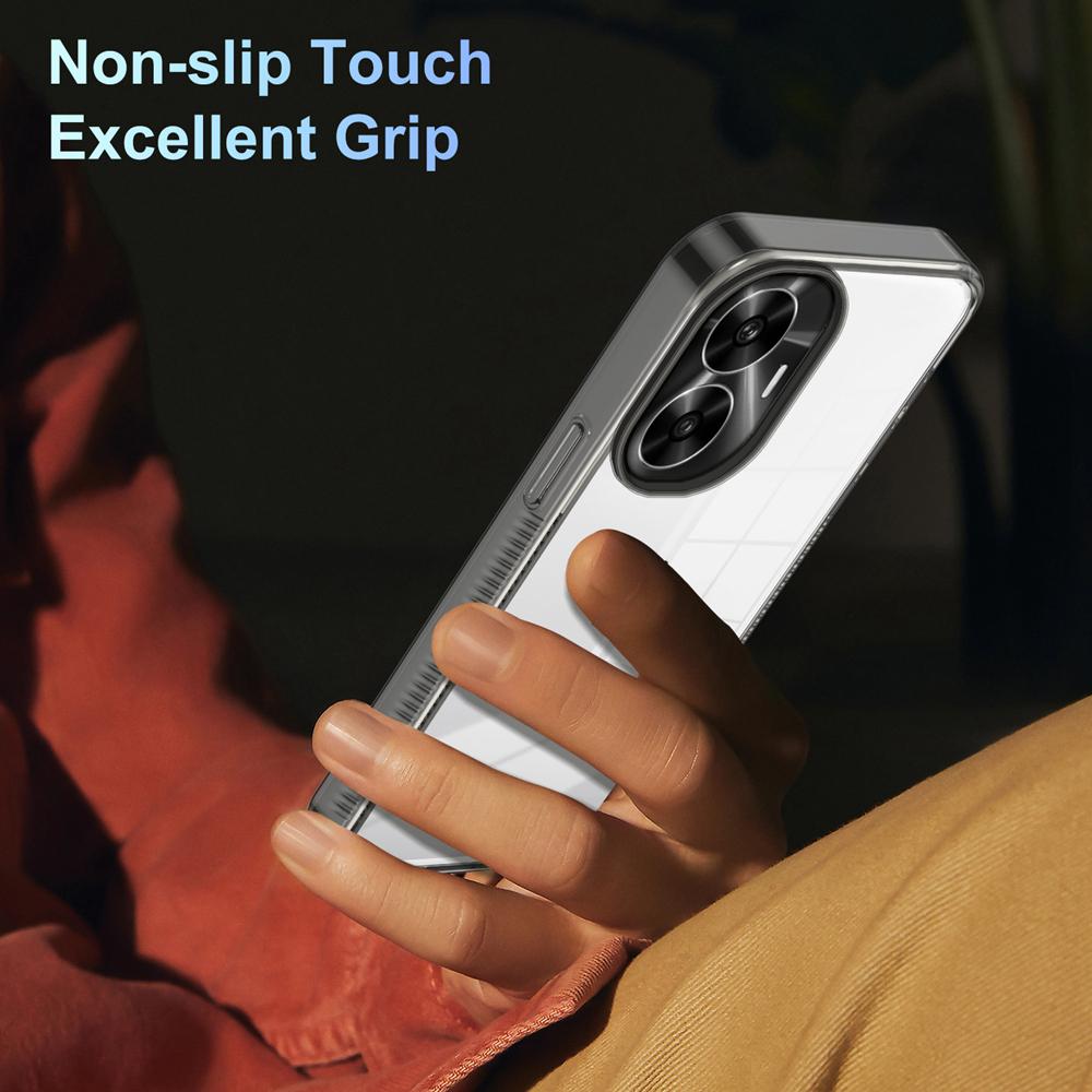 KEYSION Transparent Case for Realme C55 Soft TPU+PC Anti-slip HD Clear Shockproof Phone Cover for OPPO Realme C53 C51