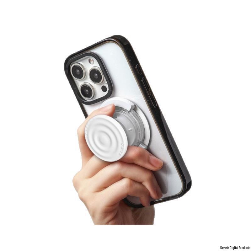 Trendy Celebrity-Style C-Shape Wave Pattern MagSafe Magnetic Silicone Phone Stand with Drop Protection for Women