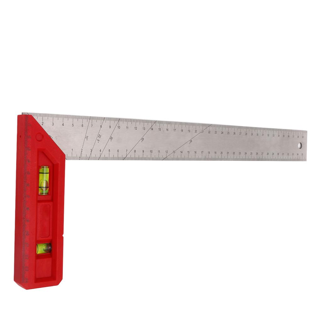 Woodworking Square Carpenter Professional Measurement Ruler 90 45 Degree with Level Bubble 40cm