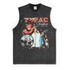 Canotta Senza Maniche Tupac Grafica Retro High Street Cotone Pesante