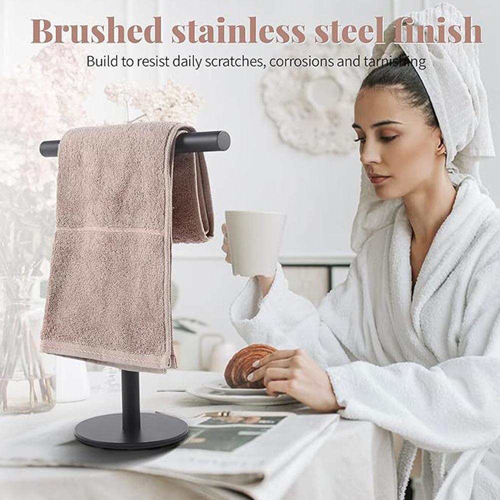 Stainless Steel Towel Rack Free Standing T-Shape Towel Bar Rack Bath Towel Bar Stand For Bathroom Kitchen Vanity Countertop