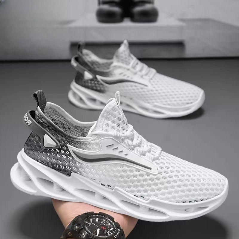 2024 Summer New Men's Shoes Sports and Leisure Shoes Spring and Autumn Single Shoes Breathable Mesh Shoes Soft Sole Mesh Versatile Work Shoes