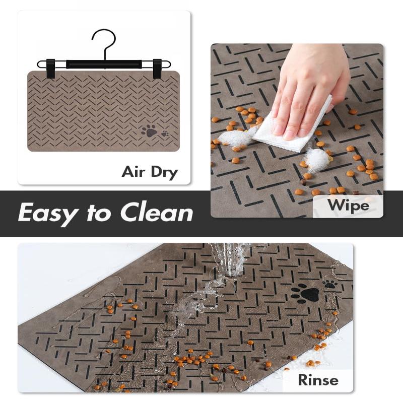 Pet Feeding Mat-Absorbent Pet Placemat Rubber Backing Quick Dry Water Mat For Dog Cat For Food And Water Bowl With Waterproof