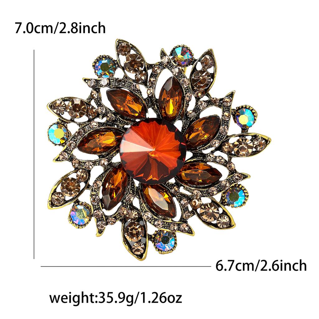 Popular Exquisite Alloy Rhinestone Glass Brooch High-End Temperament Women'S Suit Coat Corsage Jewelry Pin