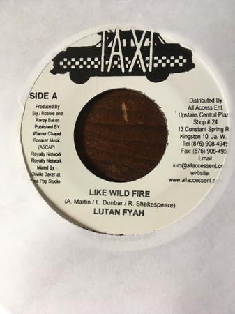 

7inch Record LUTAN FYAH - Like Wild Fire none Taxi Jamaica Reggae, Ska & Dub Used