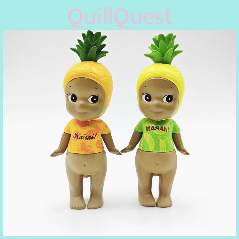 Cute Black Angel Doll Pineapple Headset Flower Shirt Blind Box Ornament Model