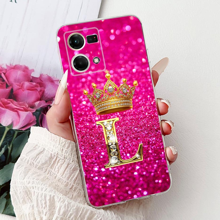 For Oppo F21 Pro 4G Case Reno7 4G CPH2363 New Crown Letters Cover Soft Silicone Phone Case For Oppo Reno8 Reno 7 F21Pro 4G Shell