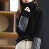 Fall Winter Black High Neck Pit Strip Sweater Women's Lazy Wind Loose Thickened Soft Knitted Bottoming Top Comfortable Versatile Layering