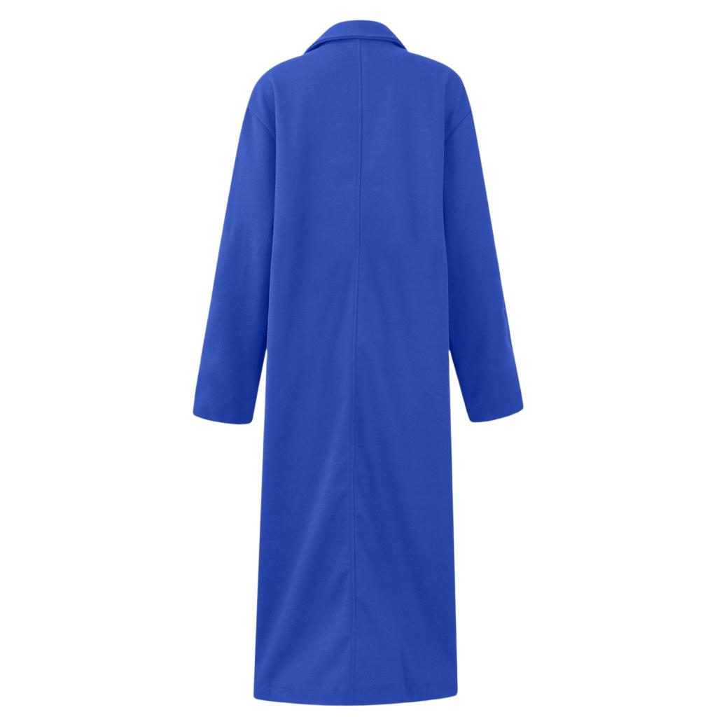 Damen Langarm Unifarbener Reversmantel