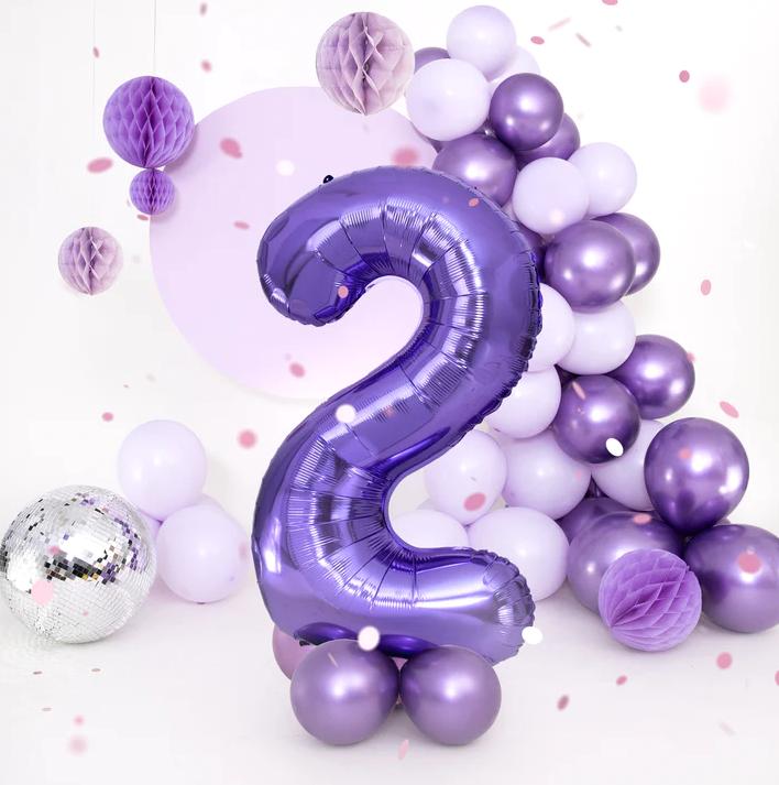 Foil Balloon Number 2 Purple 100cm