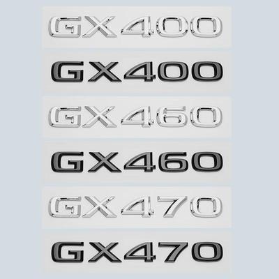 3D Chrome Glossy Black ABS Letters Number GX400 GX460 GX470 Emblem For Car Trunk Logo Badge Sticker