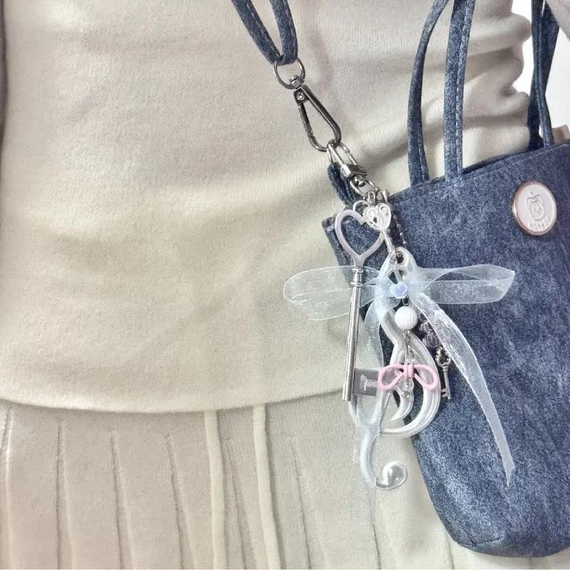 1 Piece Creative Key Ornament Bag Pendant Resin Bowknot Note Keychain For Youthful Adults And Music Enthusiasts Present