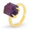Natural Stone Ring for Men Faceted Crystal Healing Tiger Eye Amethysts Luxury Gold Color Ring Jewelry Accessorise H544