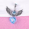 European-American Fashion Crystal Zircon Wing Belly Ring - Stylish Stainless Steel Belly Piercing Jewelry