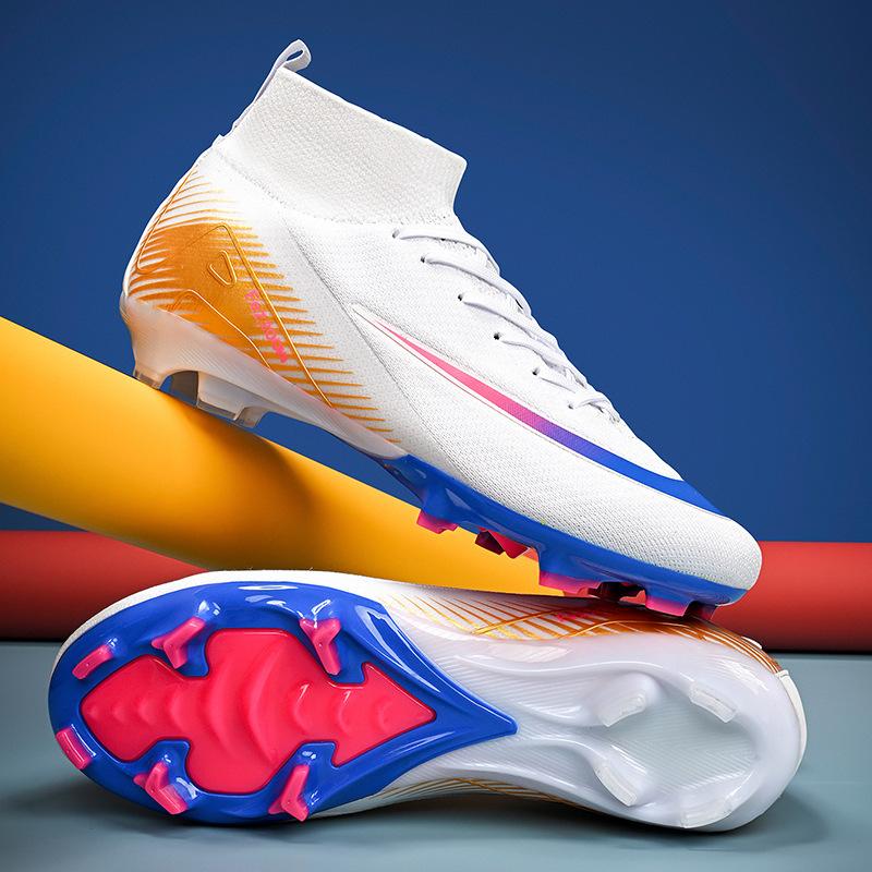 

2025 новые футбольные бутсы мужские и женские высокие молодежные тренировочные длинные шипы TF сломанные шипы искусственный газон спортивная обувь 33