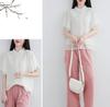Shirt for Short Loose Large Size [EASTEMPO] Women, Sleeve, Summer, Stylish, Chiffon, Fit, Office, Thin, Plain, (JP, Alphabet, L, White)